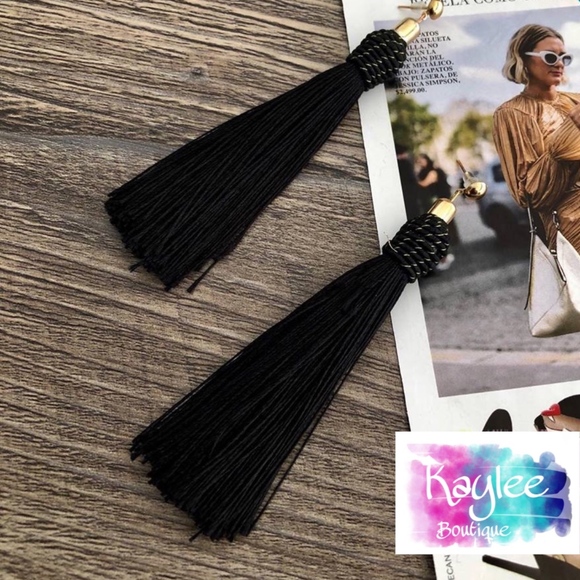 Aldo Jewelry - Black Stud Tassel Earrings
